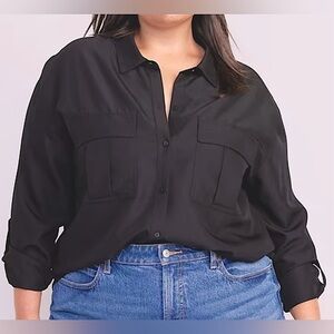 BNWT Old Navy - Long Sleeve - Double Pocket Cargo Utility Shirt - 2X - BlackJack